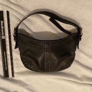 Coach black leather shoulder hobo bag